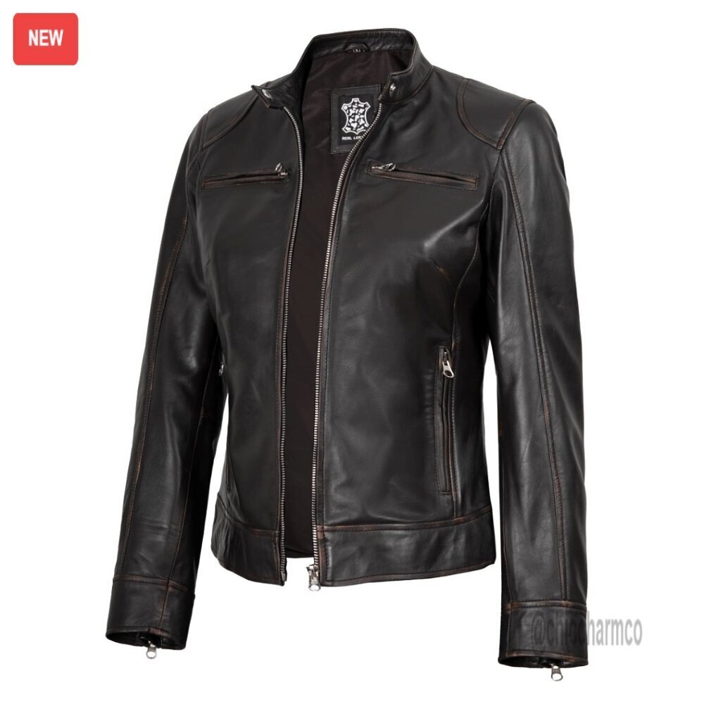 Real Lambskin Leather Jacket Women Tailored Fit Stylish Classic Outerwear